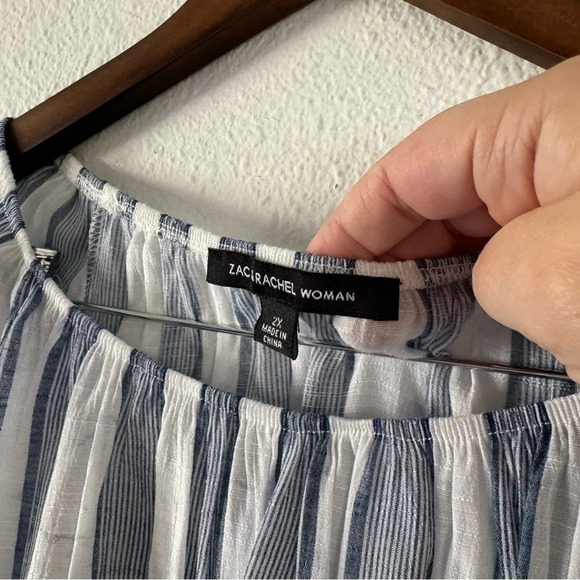 Off The Shoulder Stripe Eyelet Bell Sleeve Zac & Rachel Size 2X Plus Blouse - Picture 6 of 11